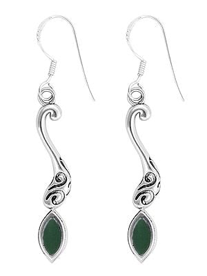 Stylish Sterling Silver Earring with Green Onyx