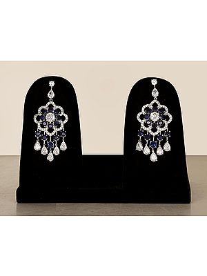 CZ Classic Earring with Blue Stone