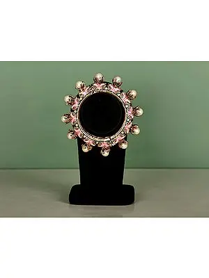 Flower Design Openable Bangle with Pearl Stone