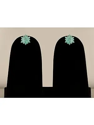 Sterling Silver Earrings with Emerald Gemstone