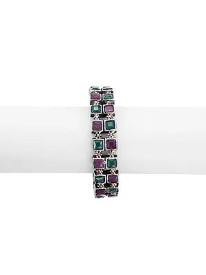 Cubical Design Green and Pink Bangle