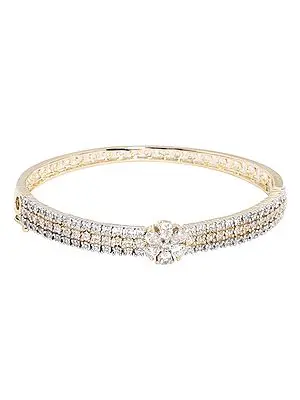Floral Design White and Golden Colour Oval Bracelet