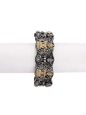 Goddess Lakshmi Design Two Tone Openable Bangle
