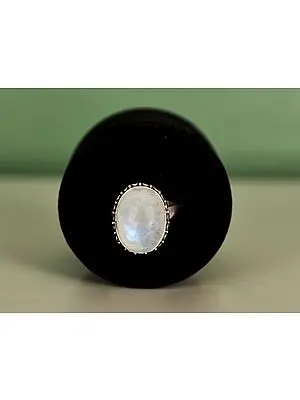 Oval Shape Sterling Silver Ring with Rainbow Moonstone
