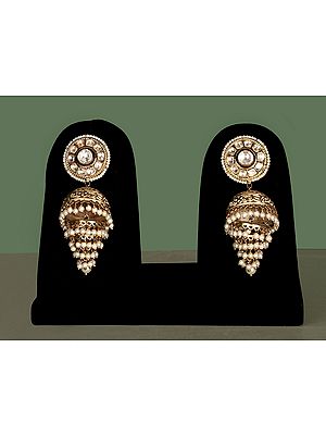 Traditional Jhoomar Design Jhumki Earring with Pearl Drop