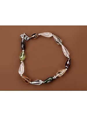 Stylish Sterling Silver Bracelet with Multiple Gemstone