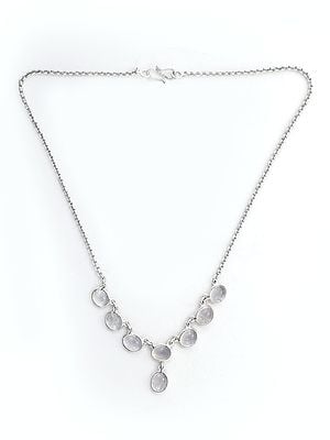 Beautiful Oval Shape Crystal Sterling Silver Necklace