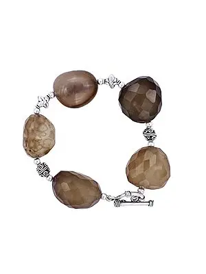 Designer Sterling Silver Bracelet with Brown Agate