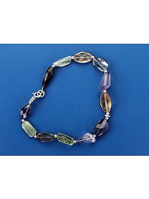 Sterling Silver Bracelet with Faceted Nugget Gemstone