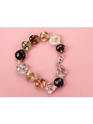 Multiple Faceted Gemstone Heart Briolette Bracelet