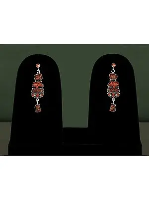 Designer Sterling Silver Earring with Coral Stone