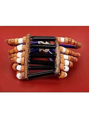 Naga Bracelet with Black, Orange, and Blue Beads