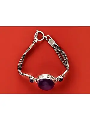 Large Oval Shape Amethyst Gemstone Bracelet