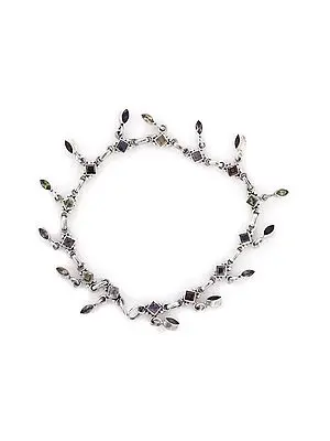 Stylish Sterling Silver Bracelet with Multiple Gemstones