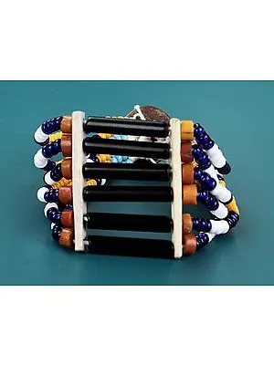 Naga Bracelet in Black, Blue and Orange Beads
