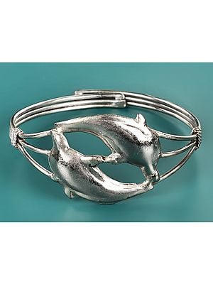 Adjustable Twin Dolphin Upper Arm Bracelet | White Metal Jewelry