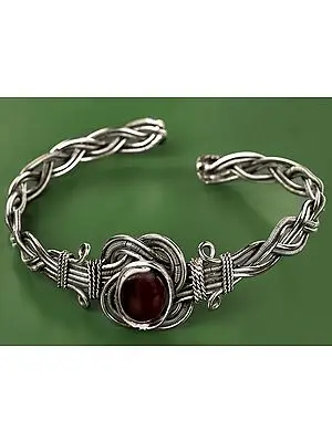 Designer Adjustable Bracelet with Cut Glass | White Metal Jewelry