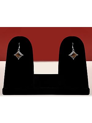 Kite Shaped Sterling Silver Drop Earring with Gemstone