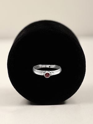 Sterling Silver Ring with Small Garnet Gemstone
