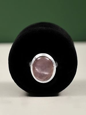 Sterling Silver Ring with Oval Shape Rose Quartz Stone