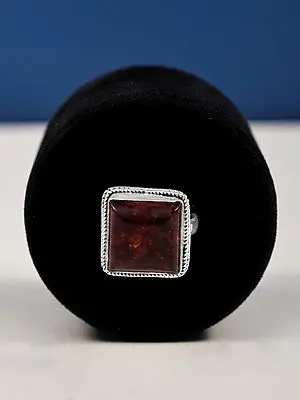 Designer Square Amber Ring