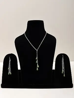 Beautiful Sterling Silver Necklace and Earring Set with Peridot Gemstone