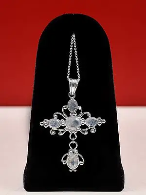 Victorian Style Rainbow Moonstone Pendant
