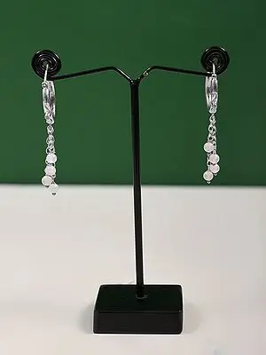 Sterling Silver Hoop Earring with Rose Quartz Gemstone