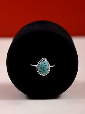 Teardrop Shape Sterling Silver Ring with Gemstone
