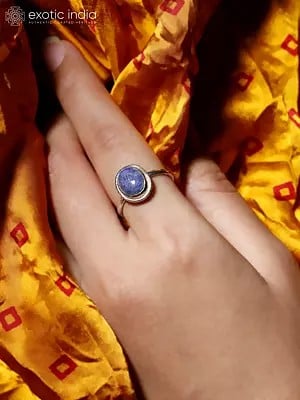 Designer Sterling Silver Ring with Oval Shape Gemstone