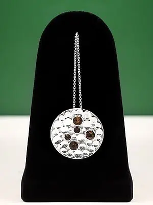 Circular Sterling Silver Pendant with Smoky Quartz Gemstone