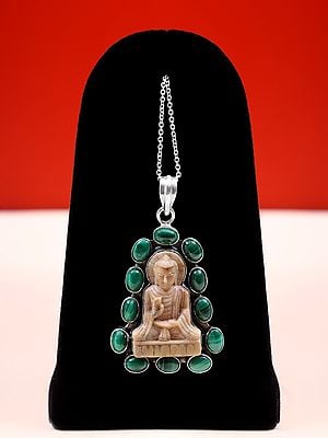 Buddha Pendant with Green Malachite Gemstone
