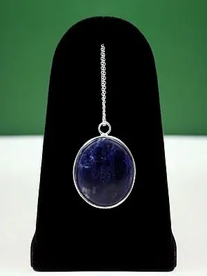 Oval Shape Sterling Silver Pendant with Lapis Lazuli Gemstone