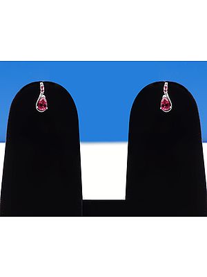 Beautiful Sterling Silver Earring with Ruby Stone