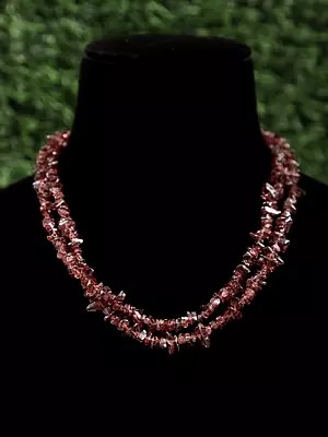 Garnet Gemstone Chips Long Necklace | Indian Gemstone Jewelry