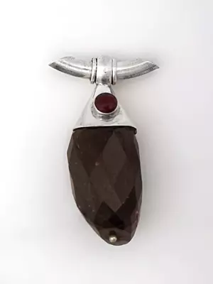 Smoky Quartz Pendant with Garnet Gemstone