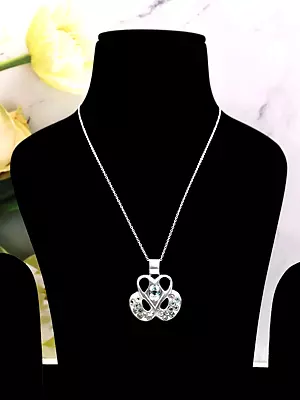 Stylish Sterling Silver Pendant with Blue Topaz and Crystal Stone