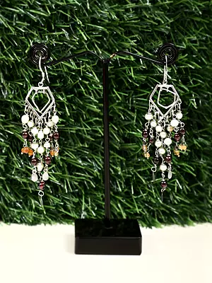 Chandelier Earrings with Multiple Gemstone
