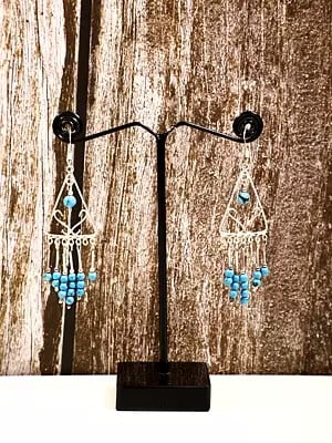 Stylish Sterling Silver Dangle Earring with Turquoise Stone