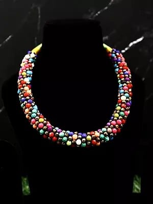 Multi Coloured Cut Glass Thread Necklace
