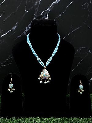 Fancy Beaded Necklace with Earring Set