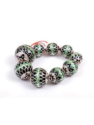 Sterling Silver Meenakari Beads (Price Per Nine Pieces)