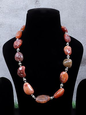 Sterling Silver Necklace with Carnelian Gemstone