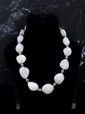 Sterling Silver Necklace with White Agate