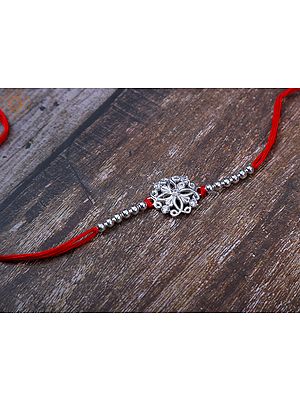 92.5% Sterling Silver Floral Design Rakhi