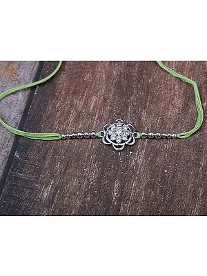 92.5% Sterling Silver Flower Rakhi | Raksha Bandhan