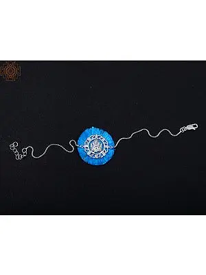 92.5% Sterling Silver Lord Ganesha Rakhi Bracelet