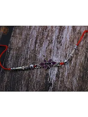 92.5% Sterling Silver Floral Design Rakhi