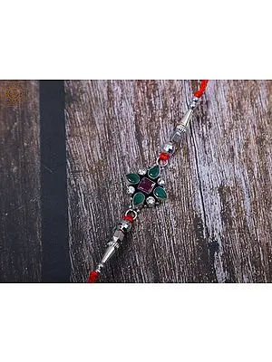 92.5% Sterling Silver Beautiful Floral Design Rakhi