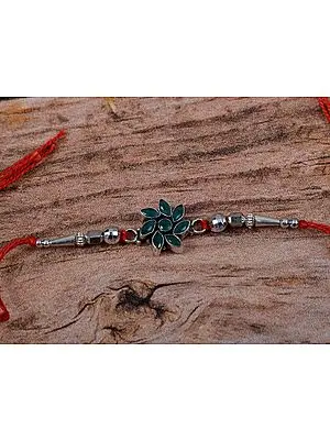 92.5% Sterling Silver Flower Design Rakhi